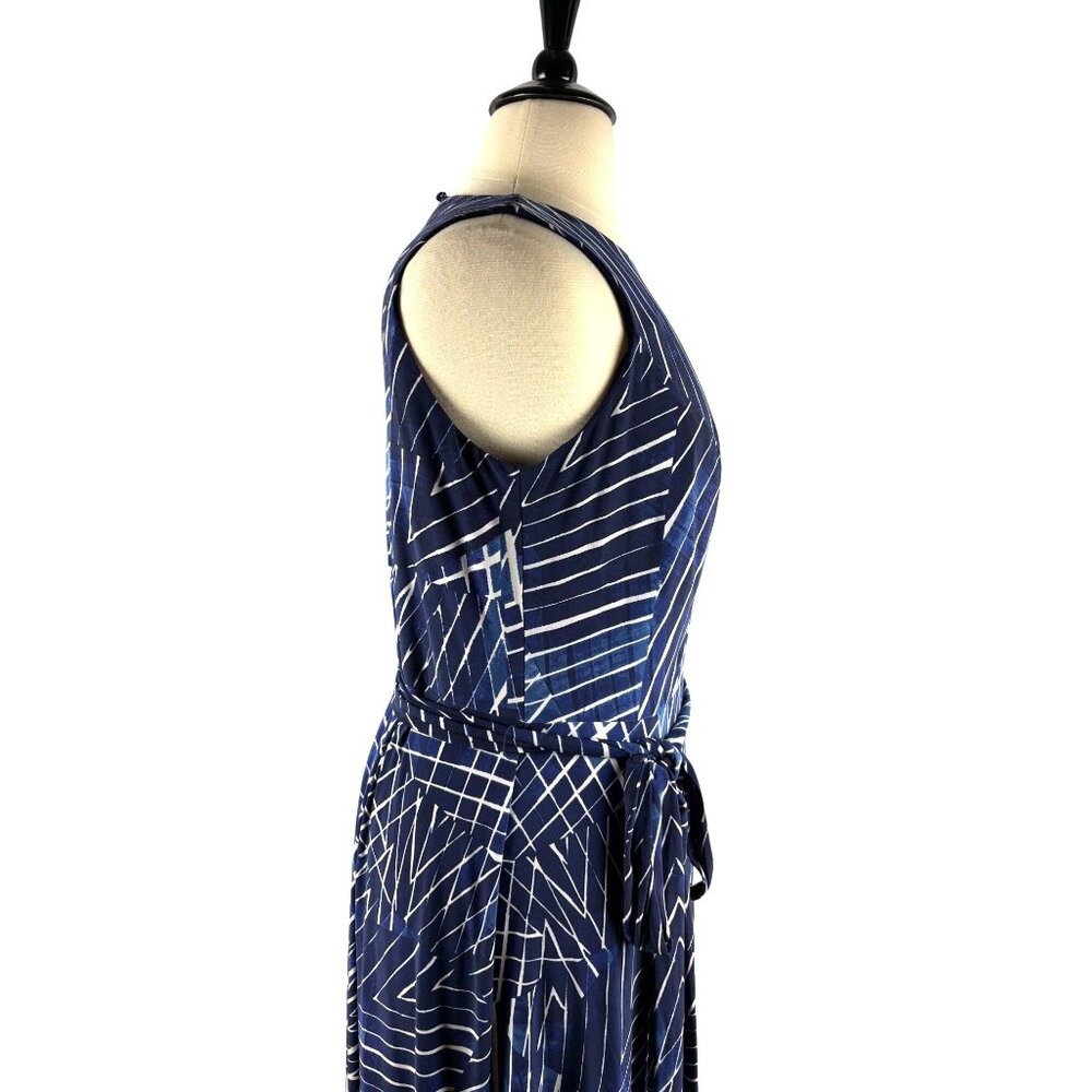 Lauren Ralph Lauren Geometric Print Sleeveless Maxi Dress with Belt Women's 14W - Picture 10 of 16